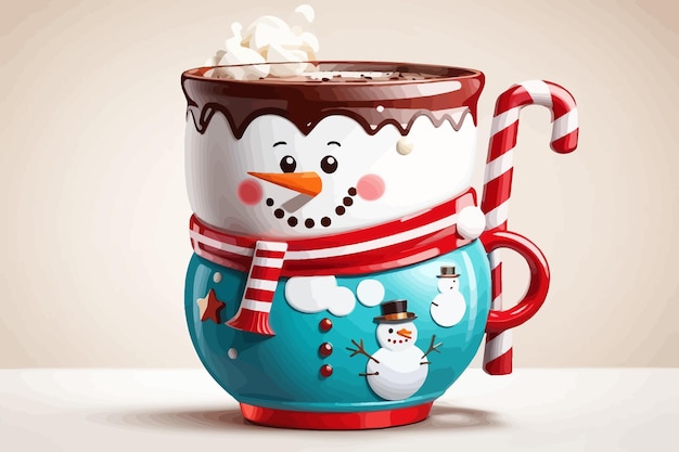 snowman christmas mug illustration