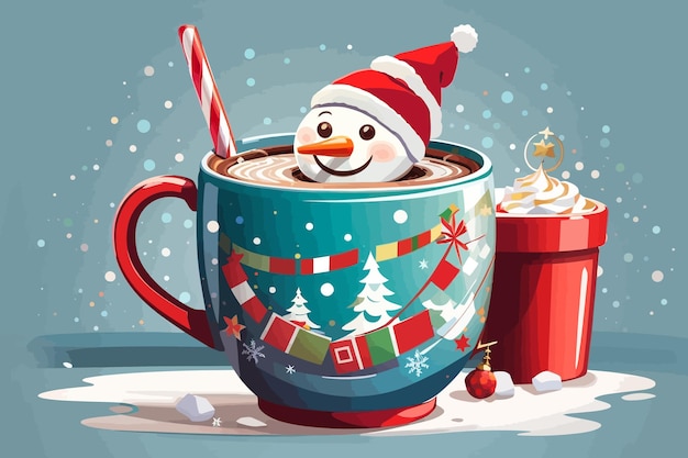 snowman christmas mug illustration