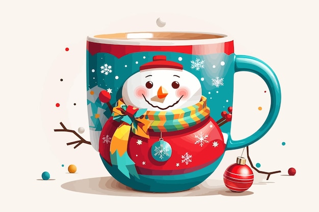 snowman christmas mug illustration