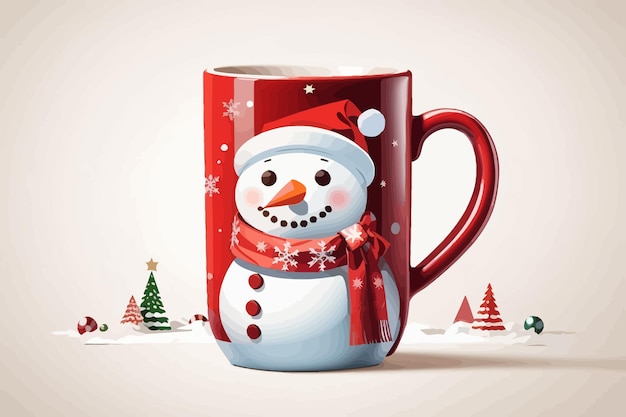 snowman christmas mug illustration