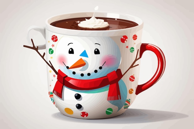 snowman christmas mug illustration