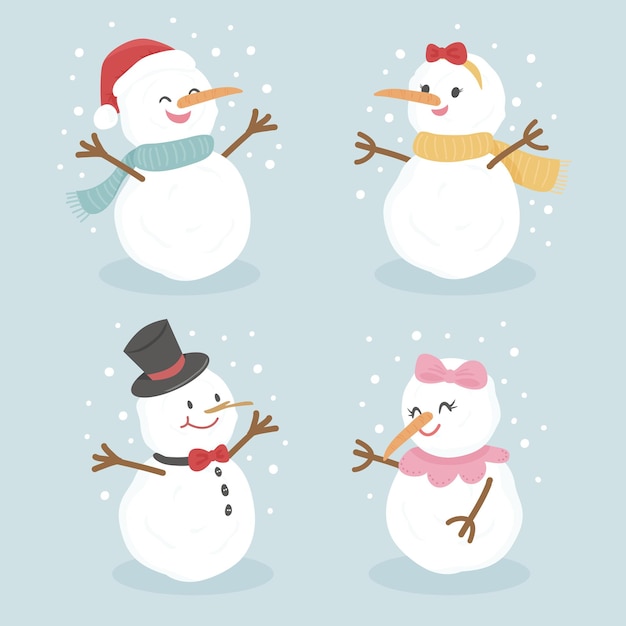 snowman christmas vector element set