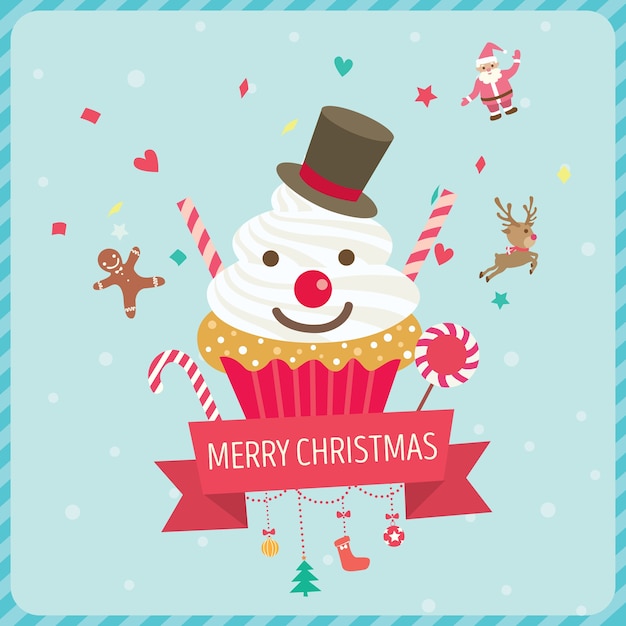 Snowman cupcake icon