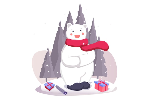 Snowman Flat Style Illustration