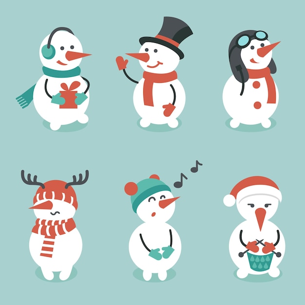 Snowman set vector illustration