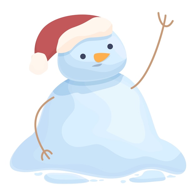 Snowman thawing icon cartoon vector Snow man White ice