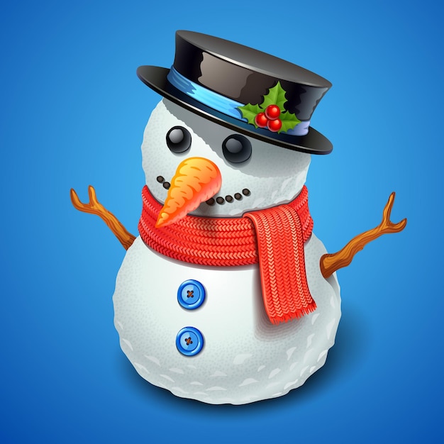 snowman vector icon on blue background