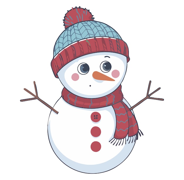 Vector a snowman with a red hat and a red hat