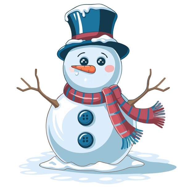 a snowman with a red scarf and a scarf around his neck