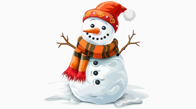 Vector a snowman with a scarf around his neck