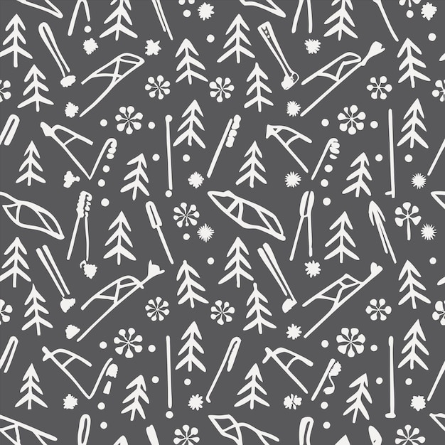 Vector a snowman with trees and snowflakes