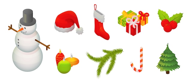 Snowmen christmas icon set