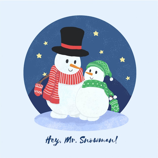 Snowmen in the starry night