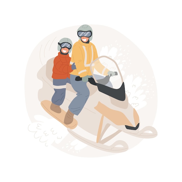 Vector snowmobile isolated cartoon vector illustration