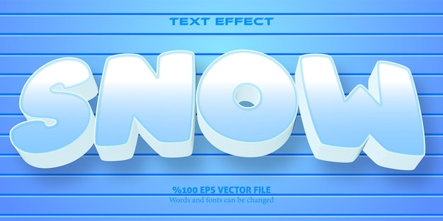 Snowy blue white style strong text, cartoon style editable text effect