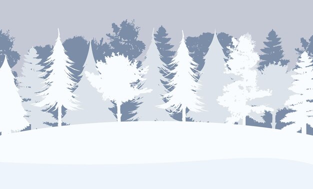 Vector snowy forest in a flat style. winter in the forest background. vector illustration.