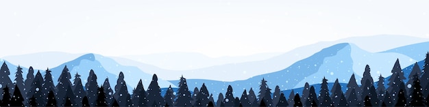 Snowy mountains panoramic view abstract illustration