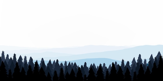 Snowy mountains panoramic view abstract illustration