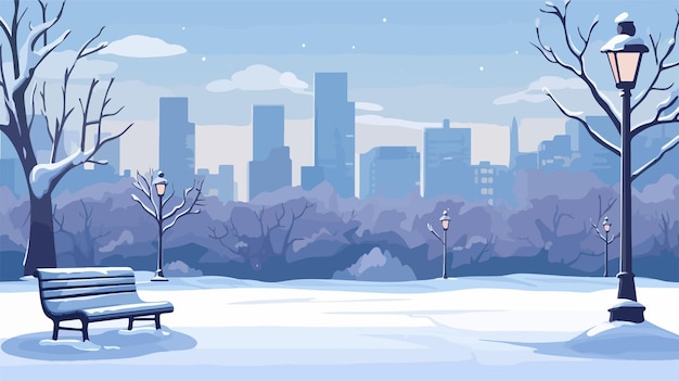 Vector snowy winter urban background vector illustration