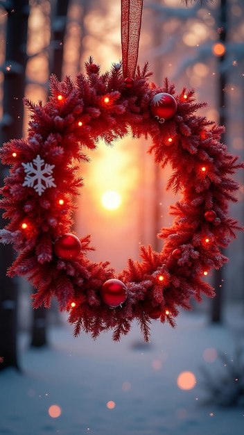 Snowy Wreath Christmas Background