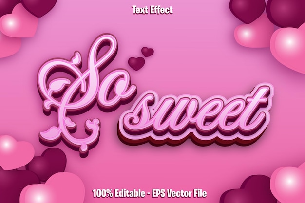 So Sweet Editable Text Effect 3d Emboss Style Design