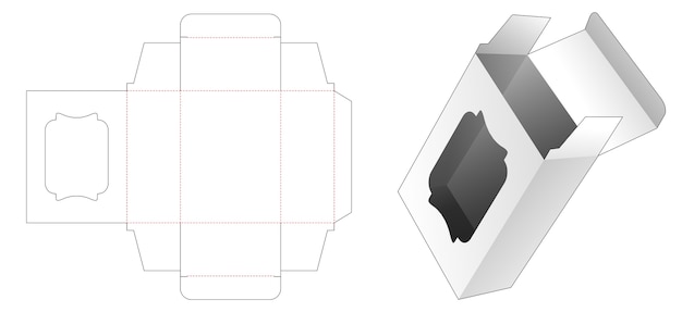 Soap box with curve window die cut template