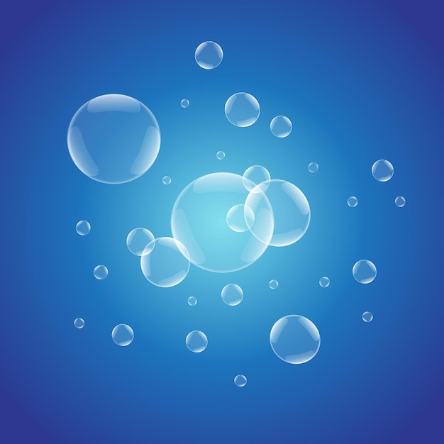 Soap bubbles on blue background