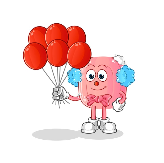 Soap clown with balloons vector. cartoon character