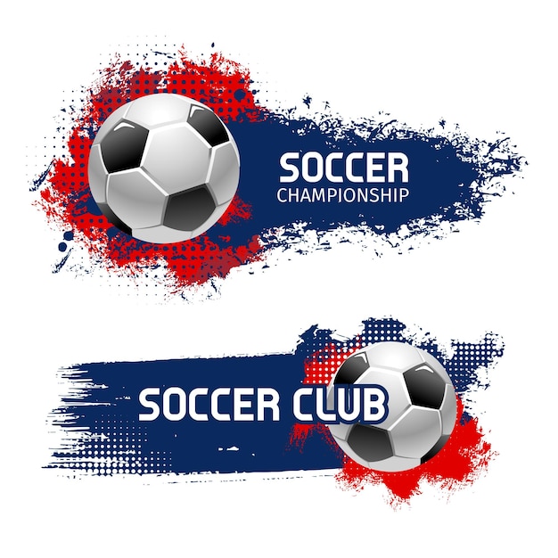 Soccer ball banner set football sport game design