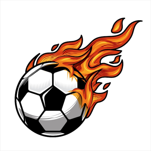 Soccer ball on fire Vector illustration