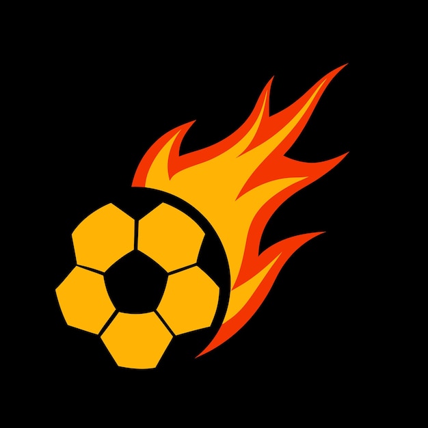 a soccer ball on fire with a yellow and orange background