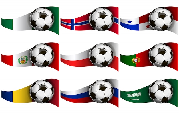 Soccer ball and flags 