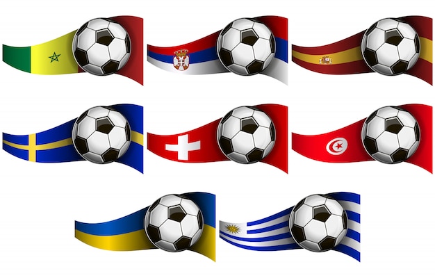 Vector soccer ball and flags 