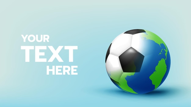 Soccer ball or football ball with merge with world 3d Style vector Ball illustrator background