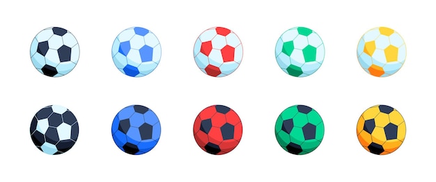 Soccer ball icon set Football balls Flat style Vector icons