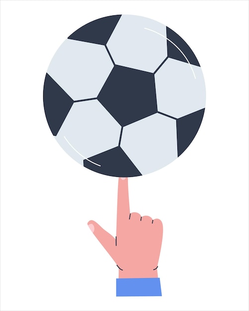 Soccer ball on the index finger Flat vector illustration Eps 10