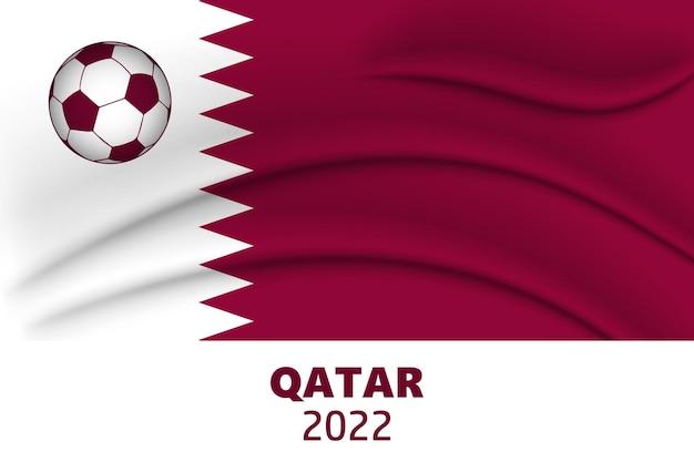 Soccer ball and national flag of Qatar, Qatar 2022. Poster, banner, vector