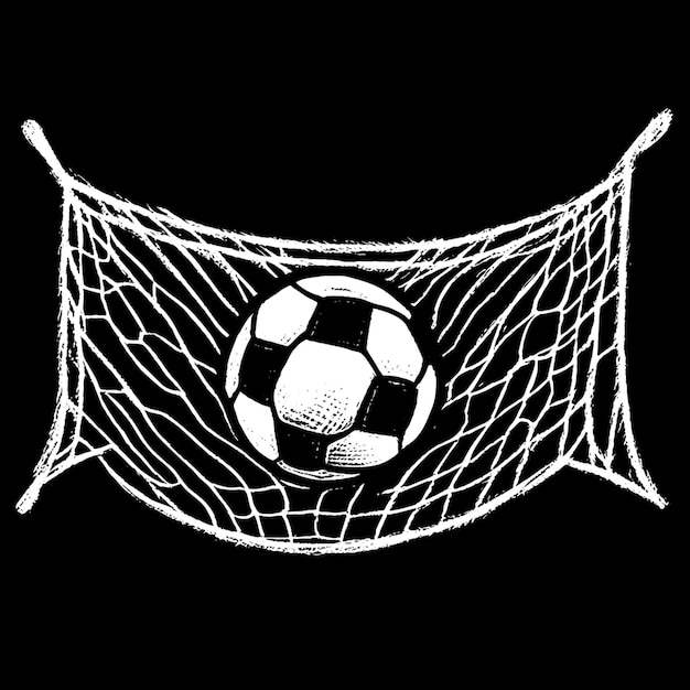 Vector a soccer ball in a net with a soccer ball in the corner