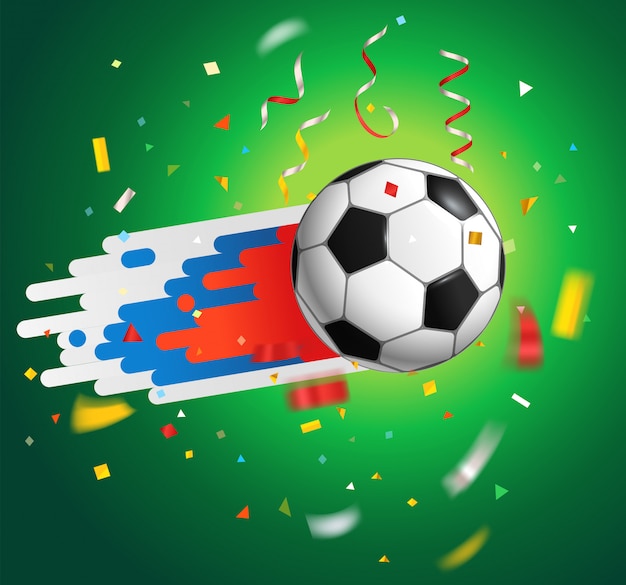 Soccer ball with confetti. World competition concept