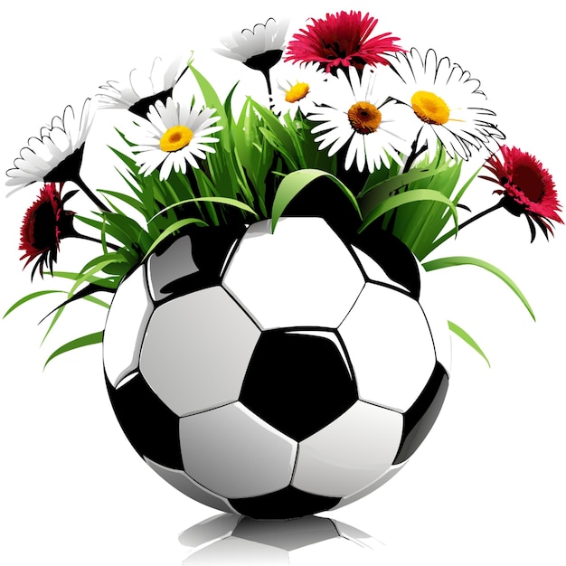 Vector a soccer ball with flowers and the words soccer on it