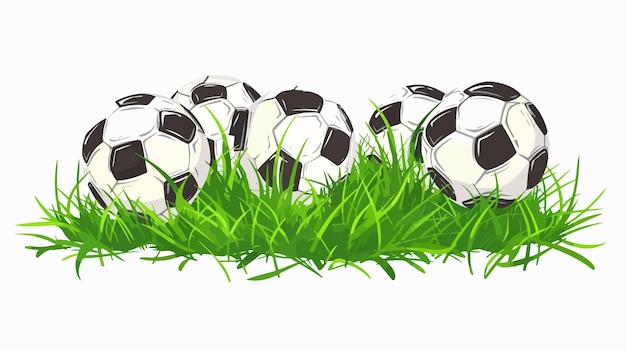 Vector soccer balls in the grass