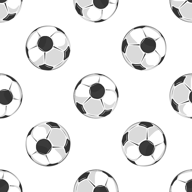 Soccer balls seamless pattern in black and white