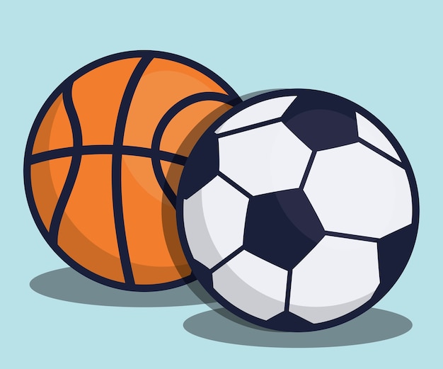 soccer and basketball balls icon 