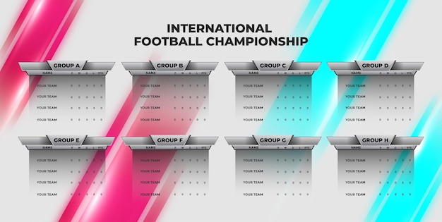 Soccer championship broadcast background with soccer group table