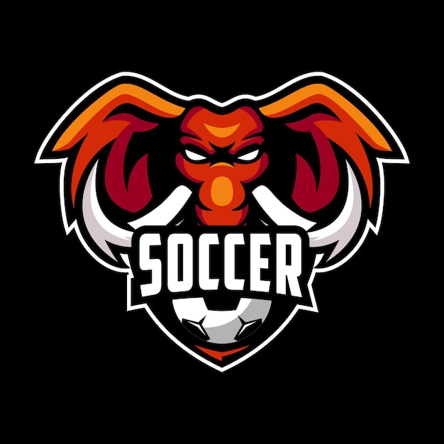 Soccer Club Elephant Logo Design Premium