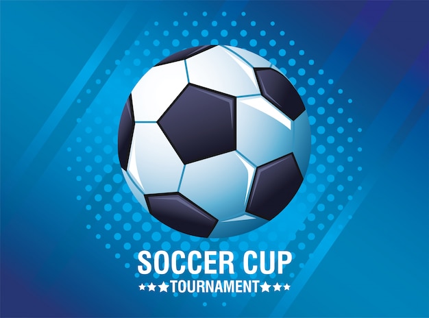 soccer cup tournament poster with balloon and lettering vector illustration design