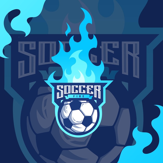 Soccer fire e sport logo template design Premium Vector