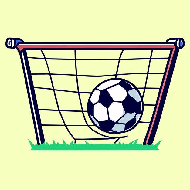 Vector soccer football ball in goal net