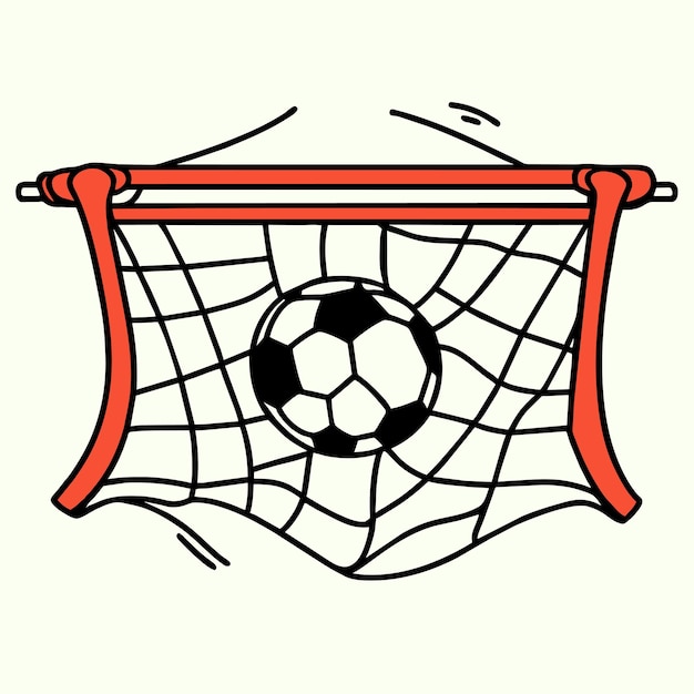 Vector soccer football ball in goal net