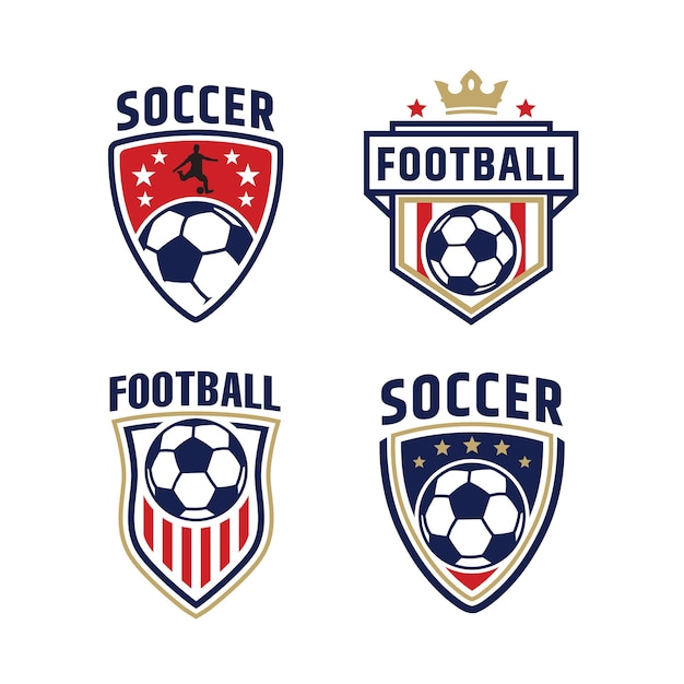 Soccer and football classic badge emblem vector set